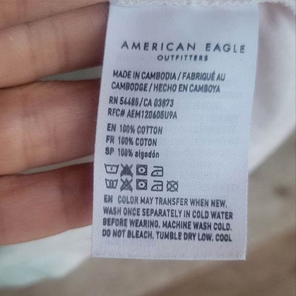 American Eagle White Cropped Tie Dye Tee Size XSmall - Picture 5 of 5